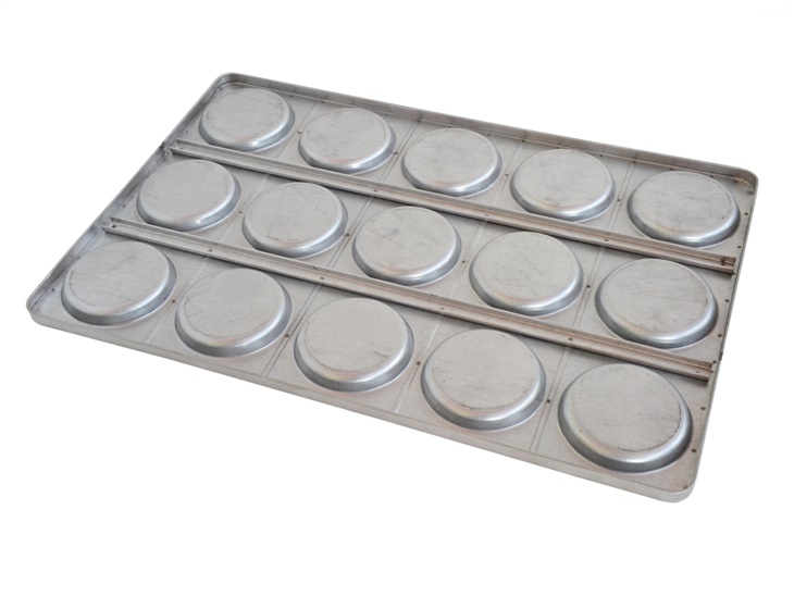 Pan with moulds for hamburger buns