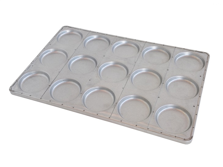 Pan with moulds for hamburger buns