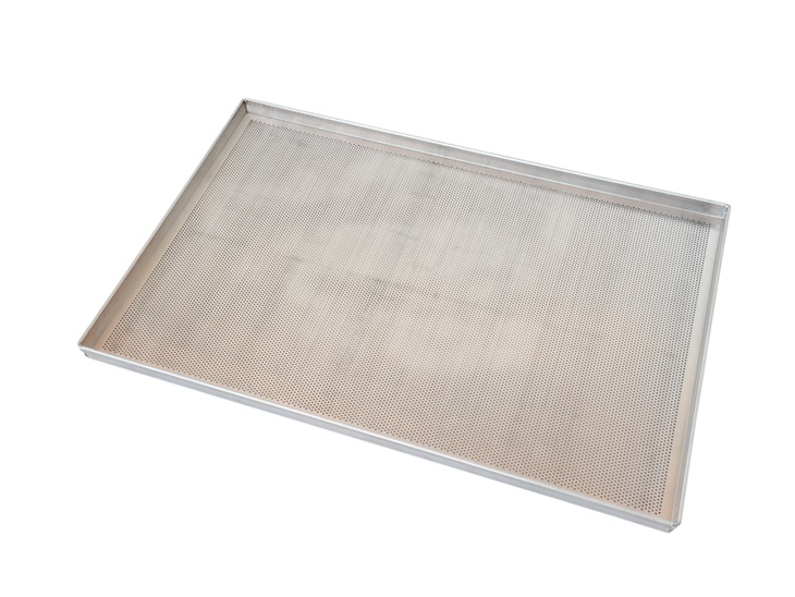 Perforated flat tray with straight edges